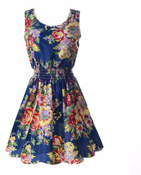 Summer Fashion Women Chiffon Sleeveless Sundress Beach Floral Tank Mini Dresses