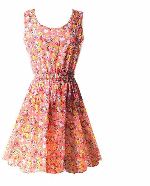 Summer Fashion Women Chiffon Sleeveless Sundress Beach Floral Tank Mini Dresses