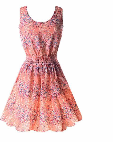 Summer Fashion Women Chiffon Sleeveless Sundress Beach Floral Tank Mini Dresses