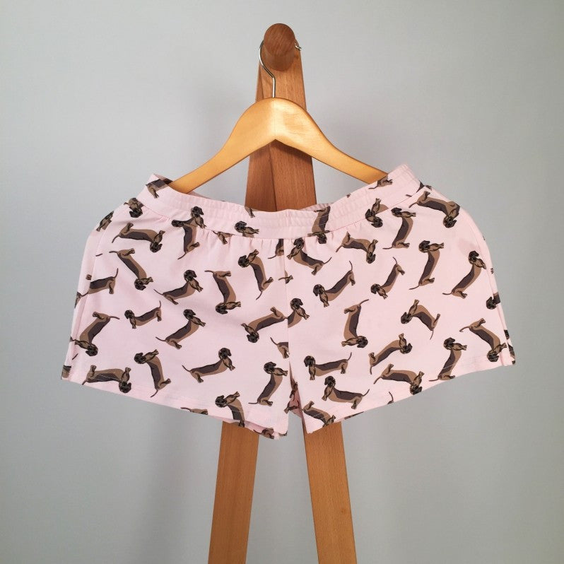 Online discount shop Australia - Cute Shorts Women Dachshund Print Elastic Waist Knitted Stretchy Shorts S-XL B6701