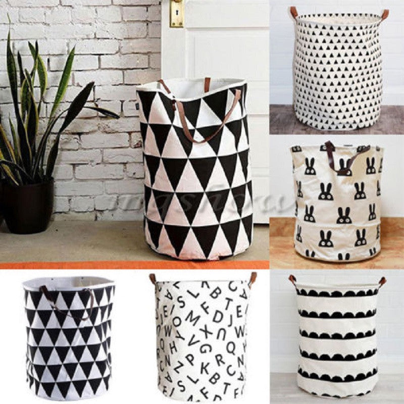 Online discount shop Australia - Canvas Decorative Storage Baskets Bins Kids Toy Clothing Organizer Laundry Bags