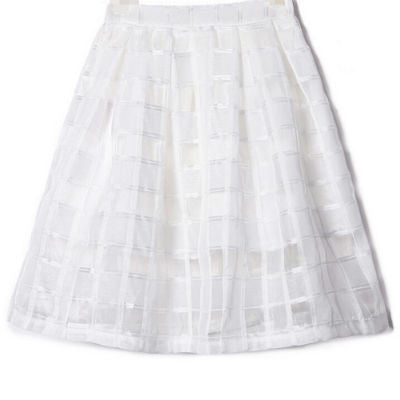 Online discount shop Australia - Knee-Length Women Skirt Tulle Skirts Womens High Waist Pleated Midi Skirts Organza Saia Feminino Tutu Skirt White/Black