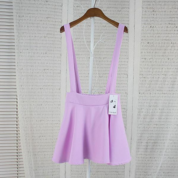 Online discount shop Australia - Girl Pleated Mini Skirt Womens Pastel Skater Flared Belt Waist Suspender Skirt