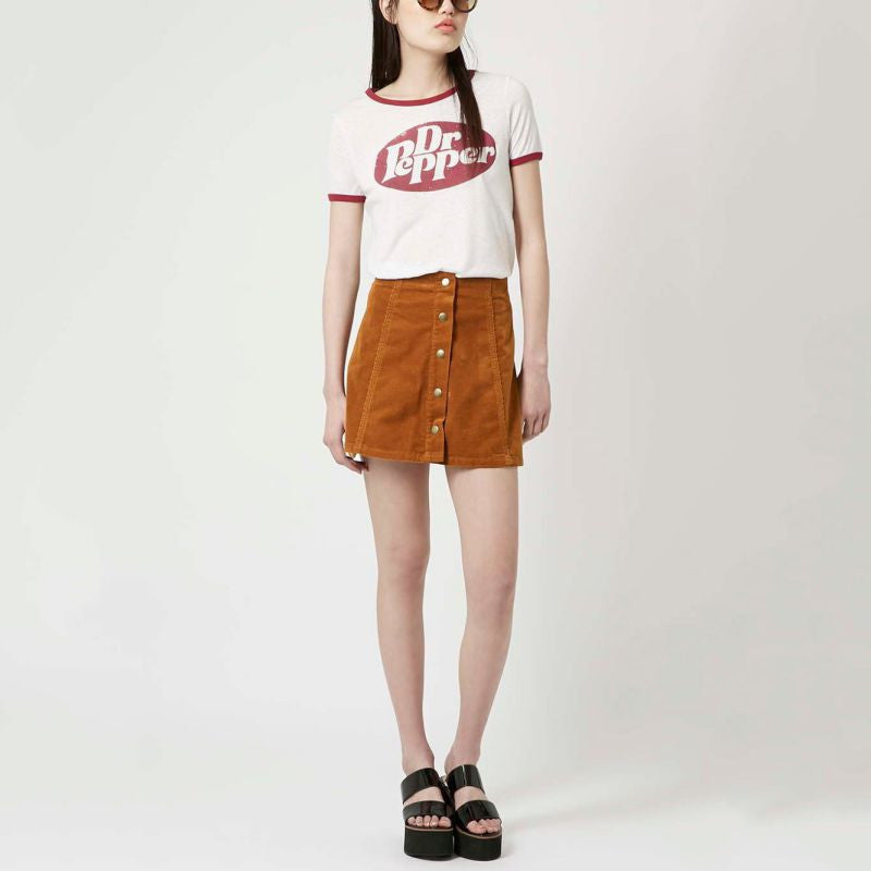Online discount shop Australia - fashion women skater Petite Vintage Corduroy Button Front A-Line Skirt
