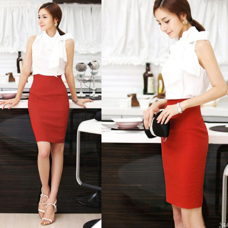 Online discount shop Australia - Hot Fashion Women Ladies High Waist Midi Bodycon Slim Pencel Tube Stretch Cotton Blends Pencil Skirt Clothing