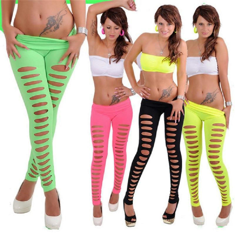 Candy Color Hollow Out Women Leggings High Stretched Cropped Girls Jeggings Trousers Fitness Women Legins