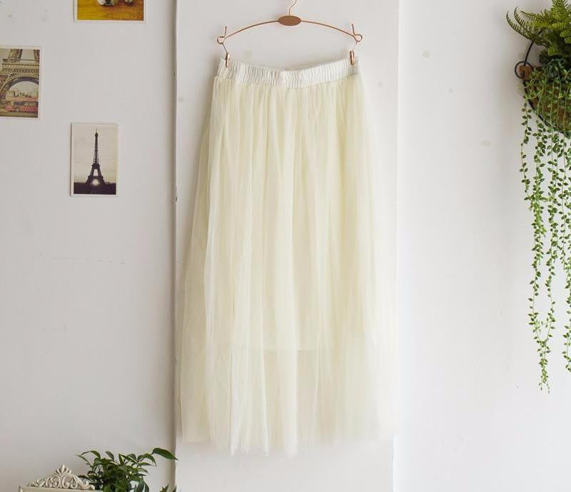 Womens Lace Princess Fairy Style Voile Tulle Skirt Bouffant Puffy Fashion Skirt Long Skirt Tutu Skirt A-line QZ1374