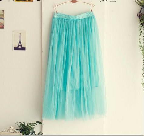 Womens Lace Princess Fairy Style Voile Tulle Skirt Bouffant Puffy Fashion Skirt Long Skirt Tutu Skirt A-line QZ1374