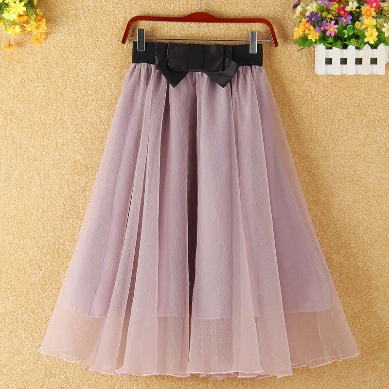 trend high waist organza skirt bow gauze tutu long section of gauze skirts