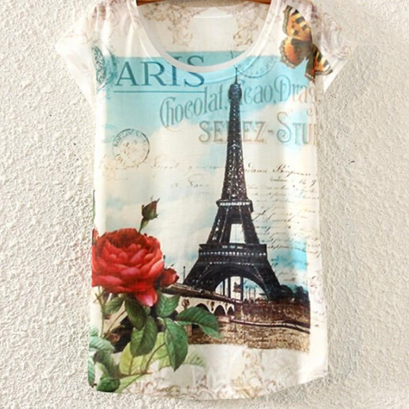 Style Ink Painting Horse Pattern Print T-Shirt Women Clothes Round Collar Women T Shirt Female Tops