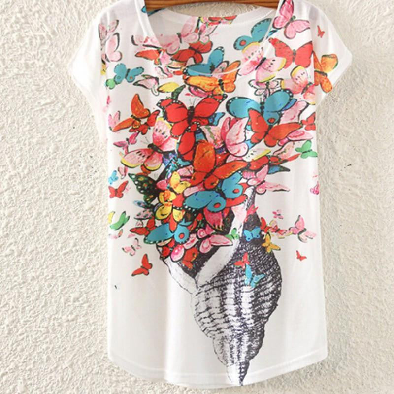 Style Ink Painting Horse Pattern Print T-Shirt Women Clothes Round Collar Women T Shirt Female Tops