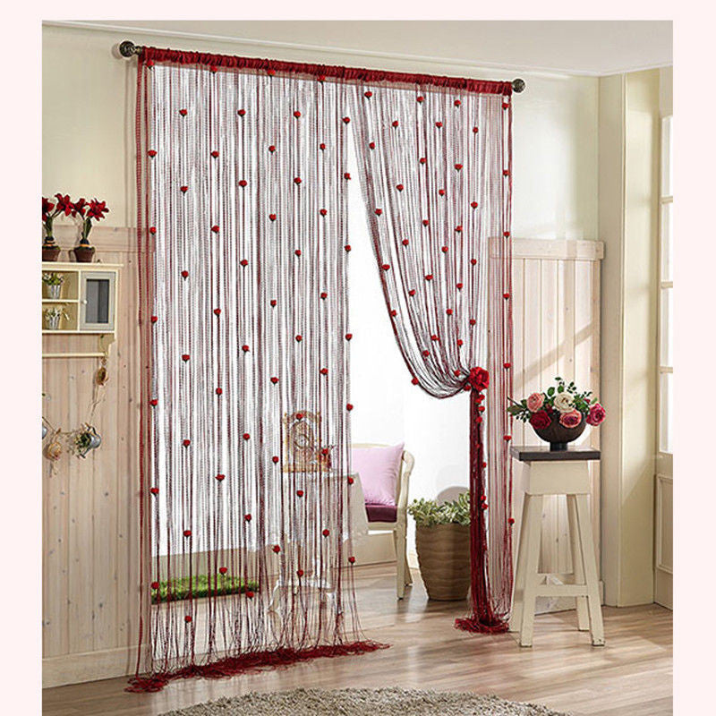 Online discount shop Australia - 100*200cm DIY Rose Curtain Romantic Rose Floral String Flower Design Tassel Curtain Decoration Door Window Room Divider 8 Colors