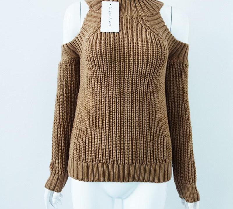 turtleneck off shoulder sexy pullover sweater women Tricot oversize jumper pull fashion knitted top