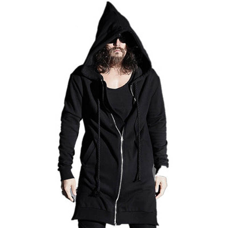 Online discount shop Australia - Mens Extended Vintage Punk Rock Streetwear Wizard Pointed Hood Trench Hip-hop Mens Clothing KF-1460