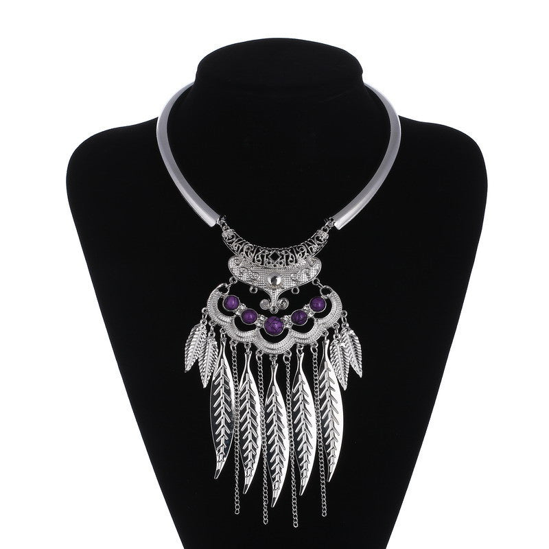 Online discount shop Australia - Fashion Bohemain Maxi Choker Necklace Leaves Tassel Collares Collier Necklace Vintage Statement Necklace For Women