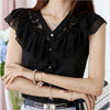 Online discount shop Australia - Fashion Women Blouse Elegant Butterfly Sleeve Crochet Lace Chiffon Shirt Women Tops Office Shirt Plus Size