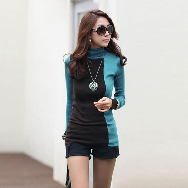 Women Long Sleeve Pullover Sweater Casual Women Turtleneck Tunic Blouses Tops