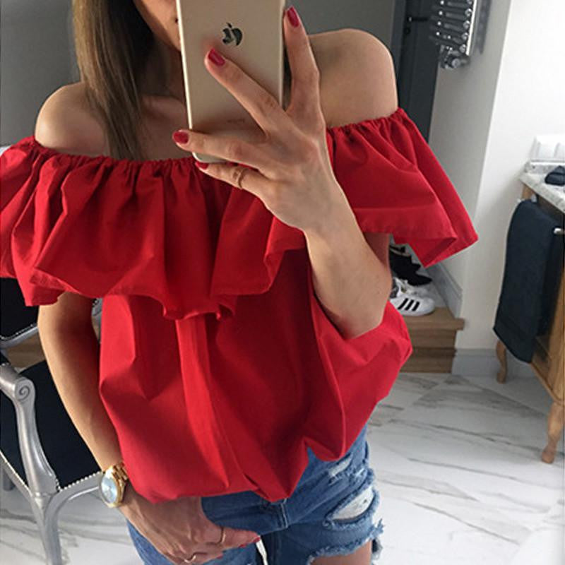 Women Blouse Candy Color Fashion Butterfly Sleeve Tops Loose GV244
