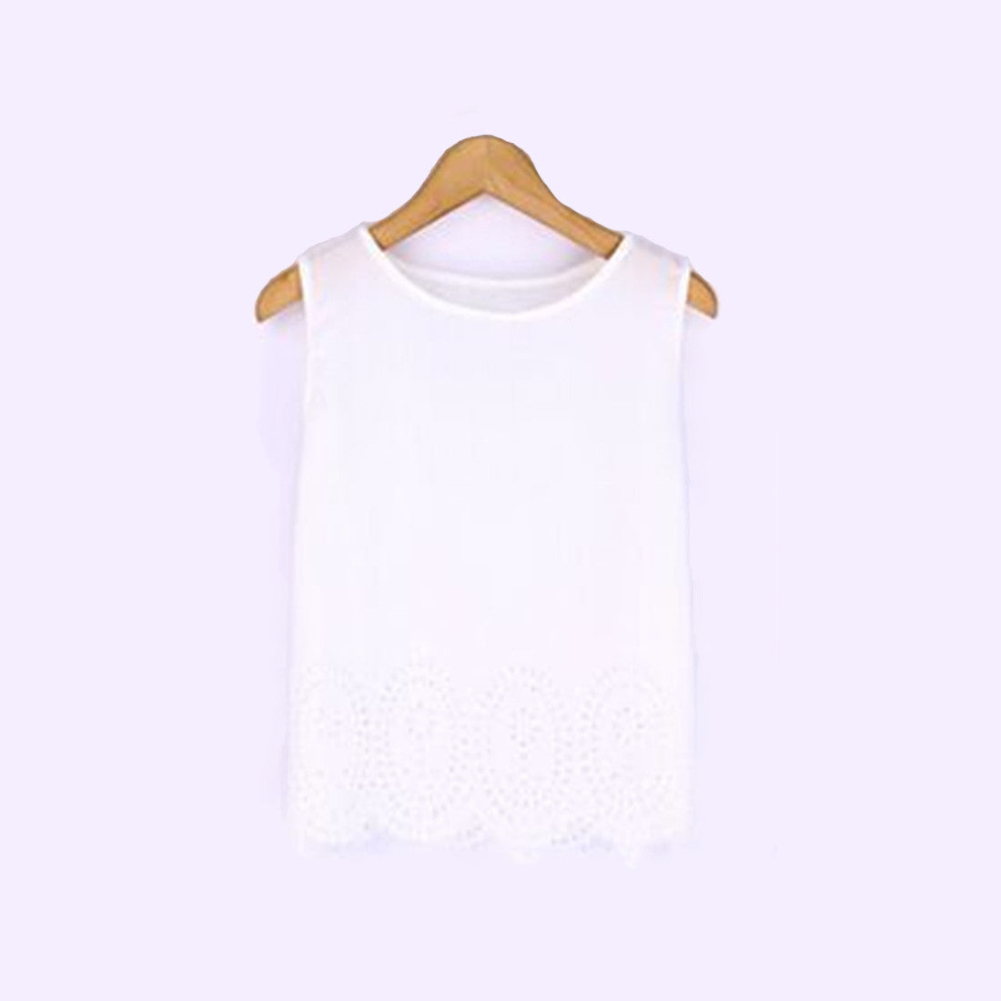 Online discount shop Australia - Hollow Out Chiffon Shirt Sleeveless Women Blouse  Plus Size Cropped Tank Top Casual  4XL