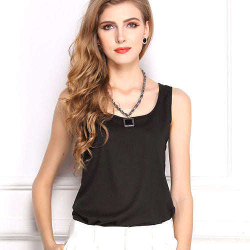 Online discount shop Australia - Fashion Womens Slim Casual Chiffon Vest Tops Tank Sleeveless Shirt Blouse