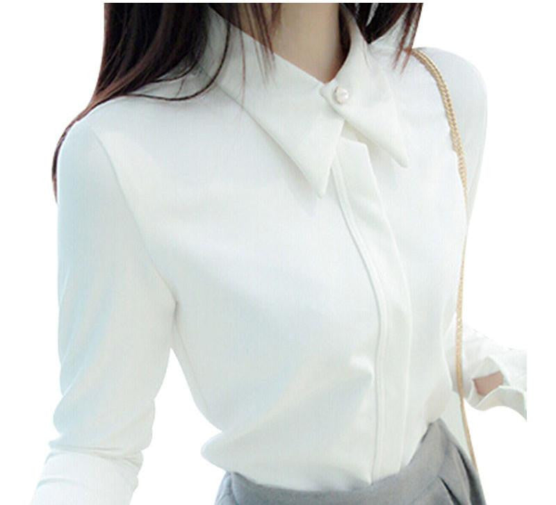 Online discount shop Australia - White Shirt Chiffon Women White Black Blouses Elegant Woman Clothes