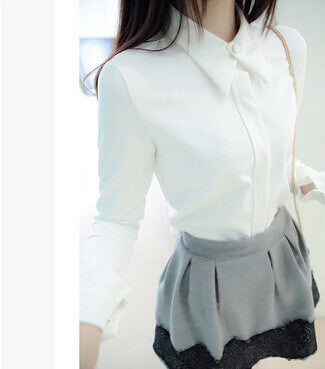Online discount shop Australia - White Shirt Chiffon Women White Black Blouses Elegant Woman Clothes