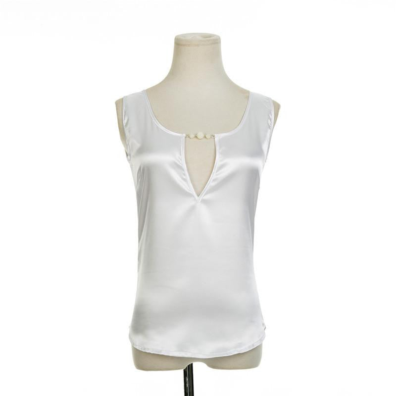 women blouses shirt women Sleeveless Casual blouse Satin tops style