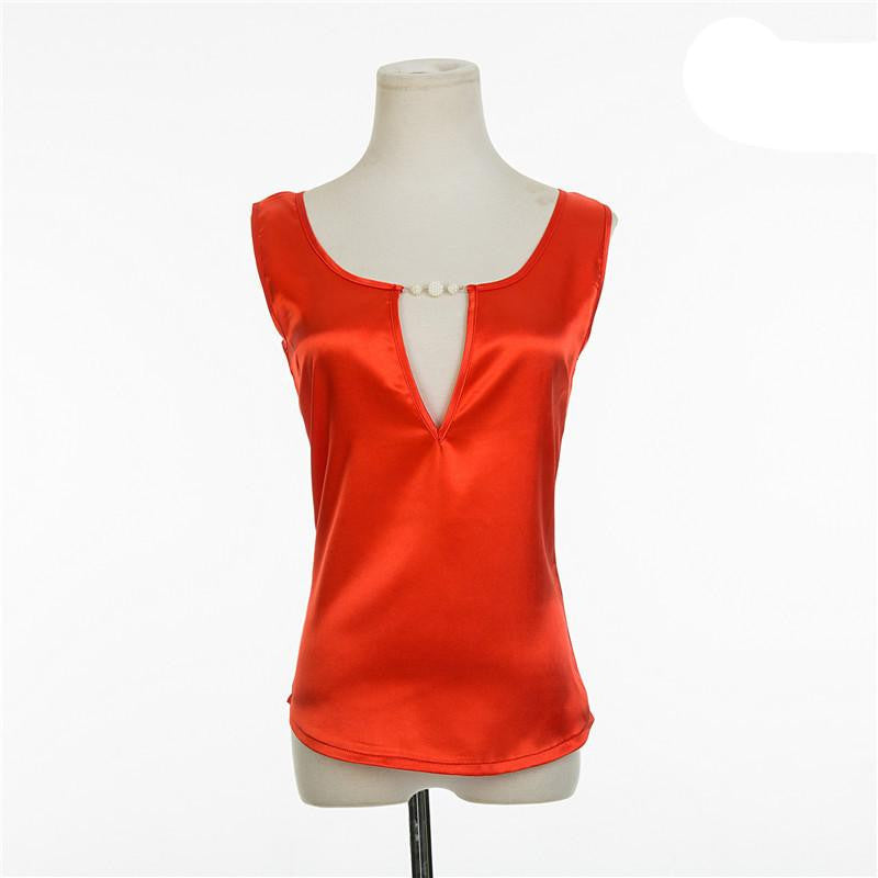 women blouses shirt women Sleeveless Casual blouse Satin tops style