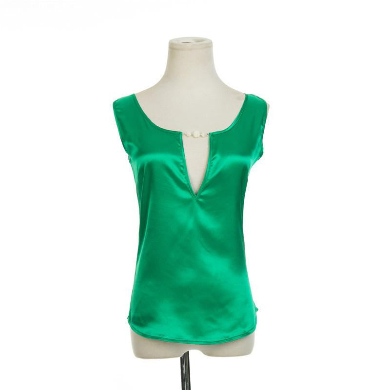 women blouses shirt women Sleeveless Casual blouse Satin tops style