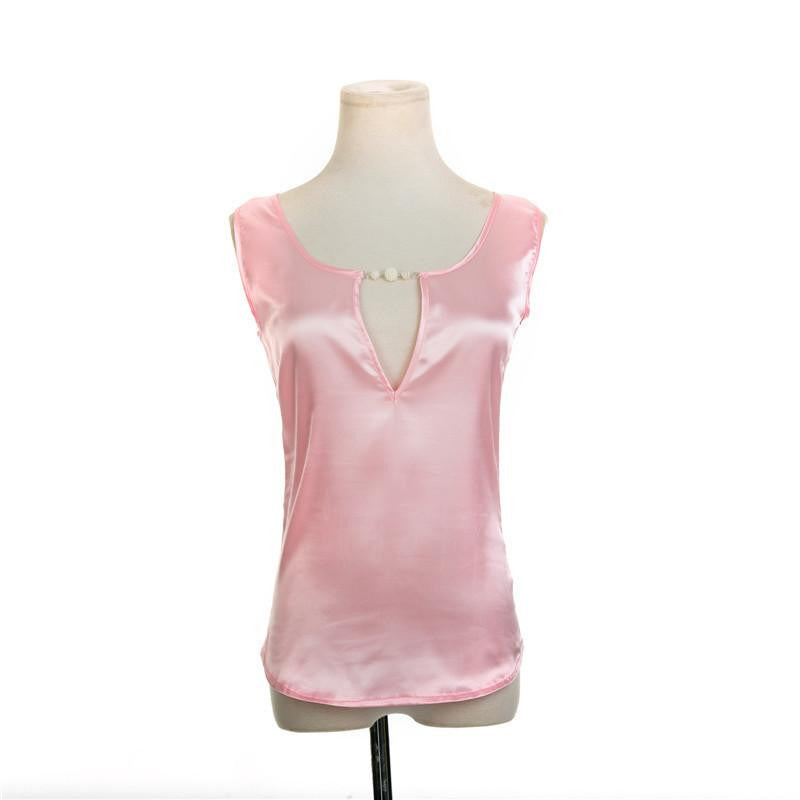 women blouses shirt women Sleeveless Casual blouse Satin tops style