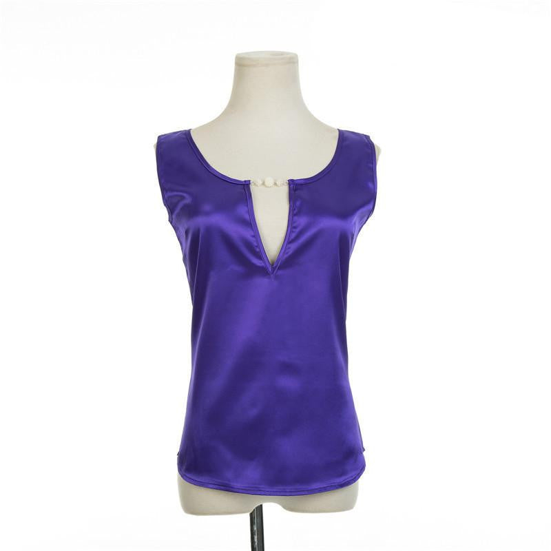 women blouses shirt women Sleeveless Casual blouse Satin tops style