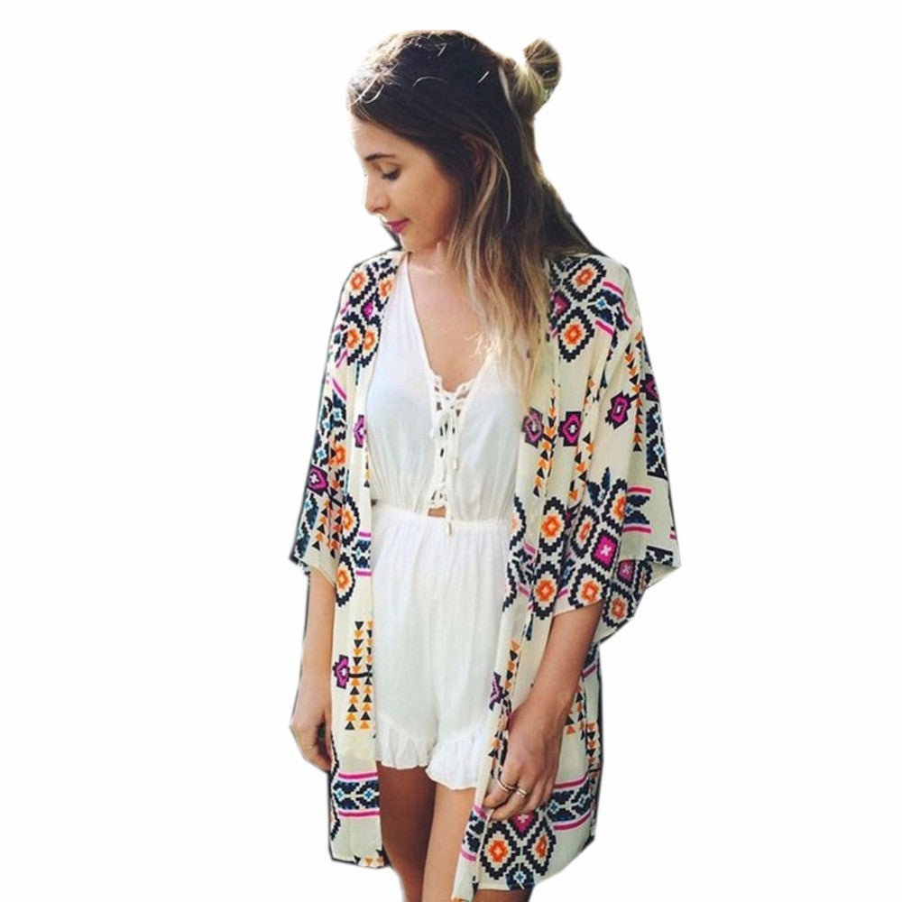 Online discount shop Australia - Girl  Chiffon Kimono Boho Cover Up Beach Blouse Cardigan S-XL
