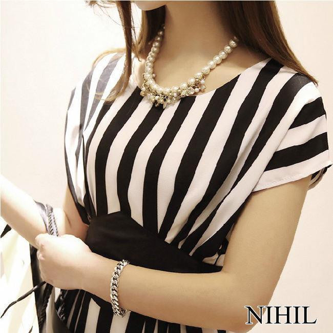 Sleeveless Striped Print Chiffon Women Blouses Casual Tops For Women Blouse & Shirt Ladies Clothing Plus Size Body