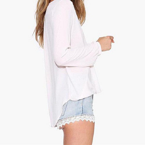 Fashion Elegant Women Girl V-Neck Casual Long Sleeve Loose Blouse Tops