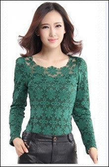 Women shirt Top Casual Long Sleeve Lace Blouses Floral Shirt Casual Shirt Women Clothing 9F3