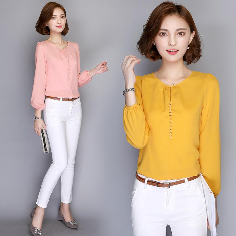 Women Blouses Casual Long Sleeve Chiffon Bottoming Shirt Blouse Women Tops Shirts