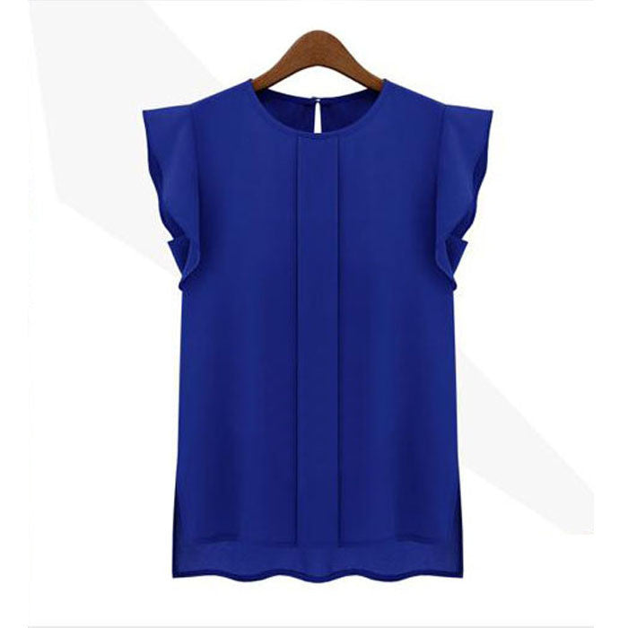 Online discount shop Australia - Lady Blouse Shirt Womens Blouses Chiffon Clothing OL Blouse Sale New Fashion Ruffle Sleeveless Tops