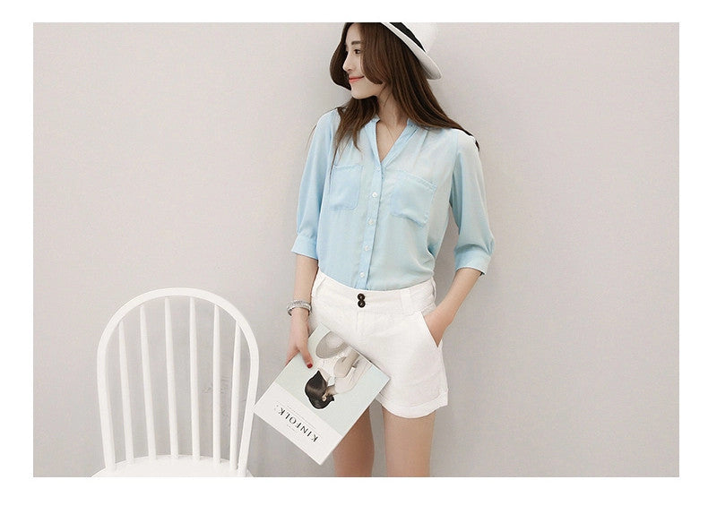 Online discount shop Australia - Chiffon Blouses Shirts Women Blouse 3/4 Sleeve Blouse Woman Tops Fashion Clothing Female Ladies Office Shirts Brand Style