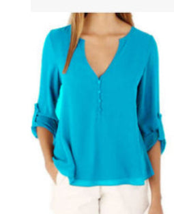 Online discount shop Australia - Blouse New long-sleeved V-neck chiffon shirt loose Women Casual Solid Shirts