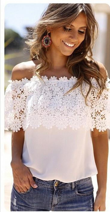 women tops sleeveless white lace social casual female blouse shirts