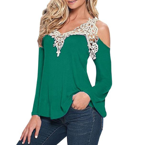 Women Long Sleeve V-Neck Blouse Shirt Off Shoulder Solid Tops Plus Size 5XL 1WBL109