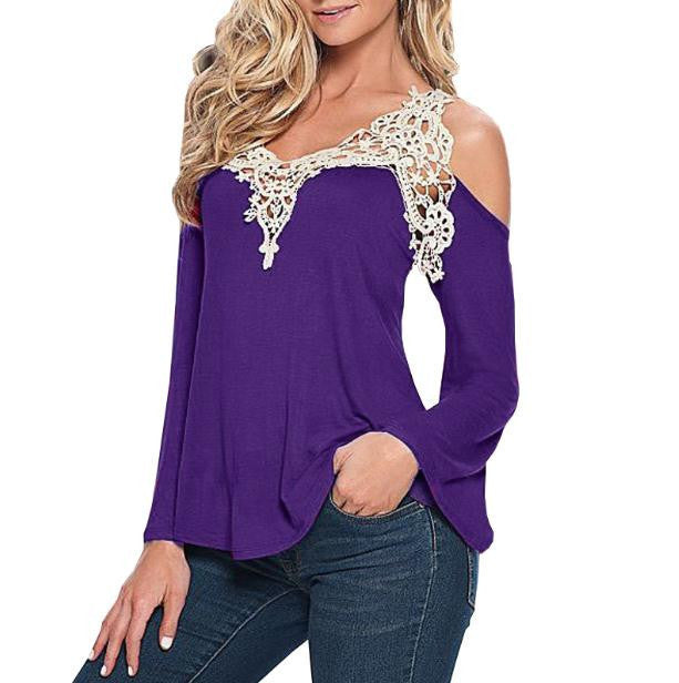 Women Long Sleeve V-Neck Blouse Shirt Off Shoulder Solid Tops Plus Size 5XL 1WBL109