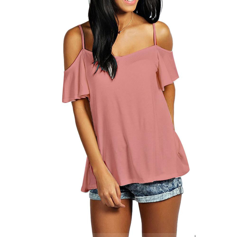 Women Blouses Off Shoulder Slash Neck Short Sleeve Tops Shirt Stretch Casual Blouse Plus Size