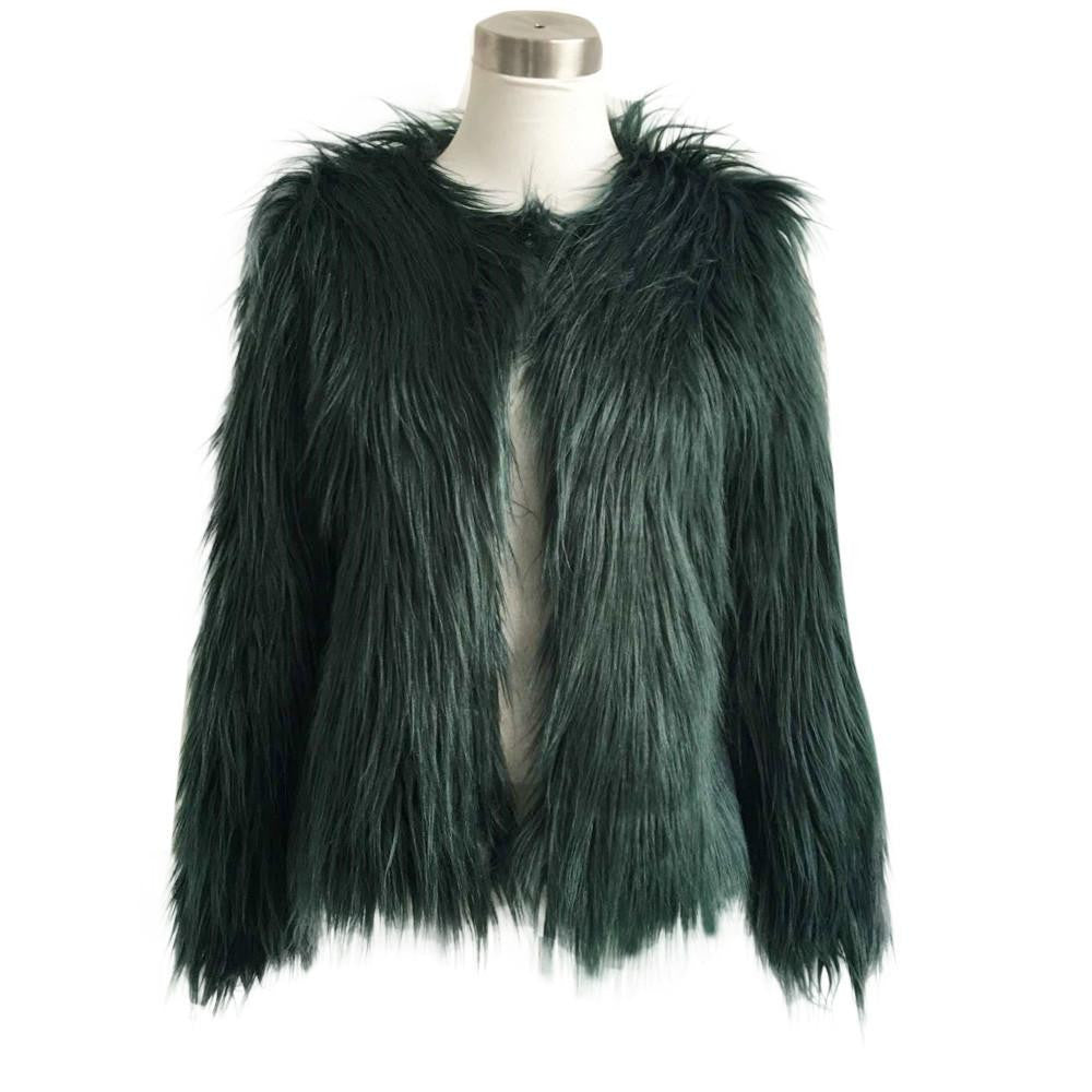 Women's Fashion Warm Faux Fur Fox Coat Jackets Casacos Long Sleeve Parka Hair Jacket Coat Outwear Plus Size