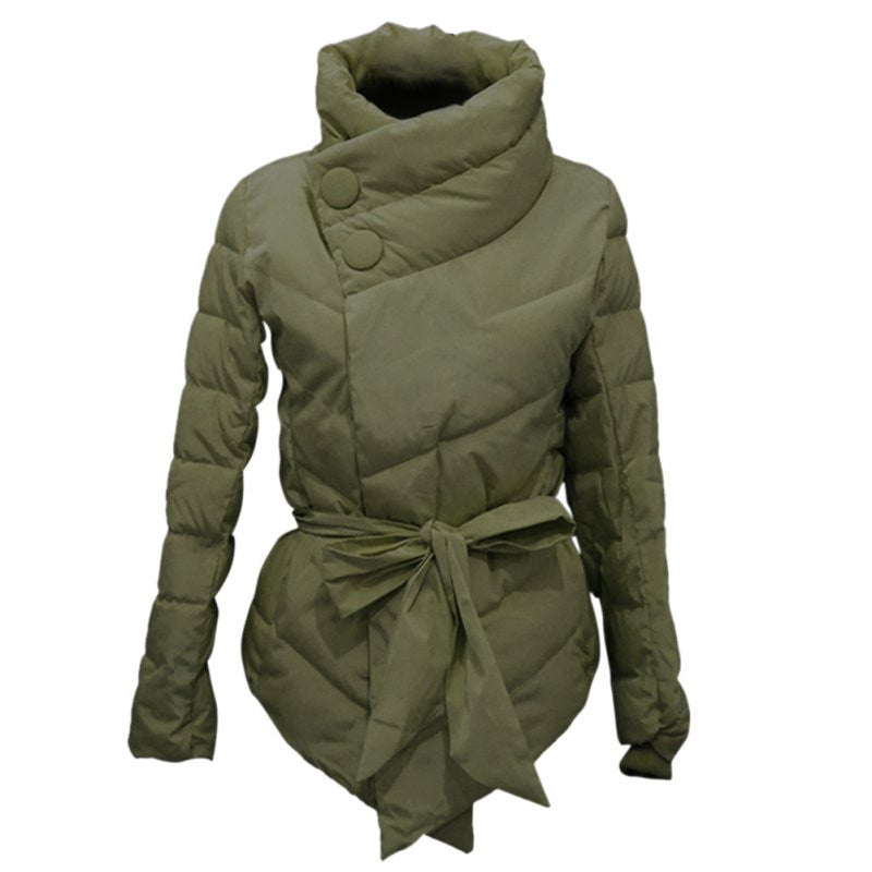 Online discount shop Australia - Jacket women Cotton down coat high collar with belt parkas for women  colors warm outerwear coats 6027