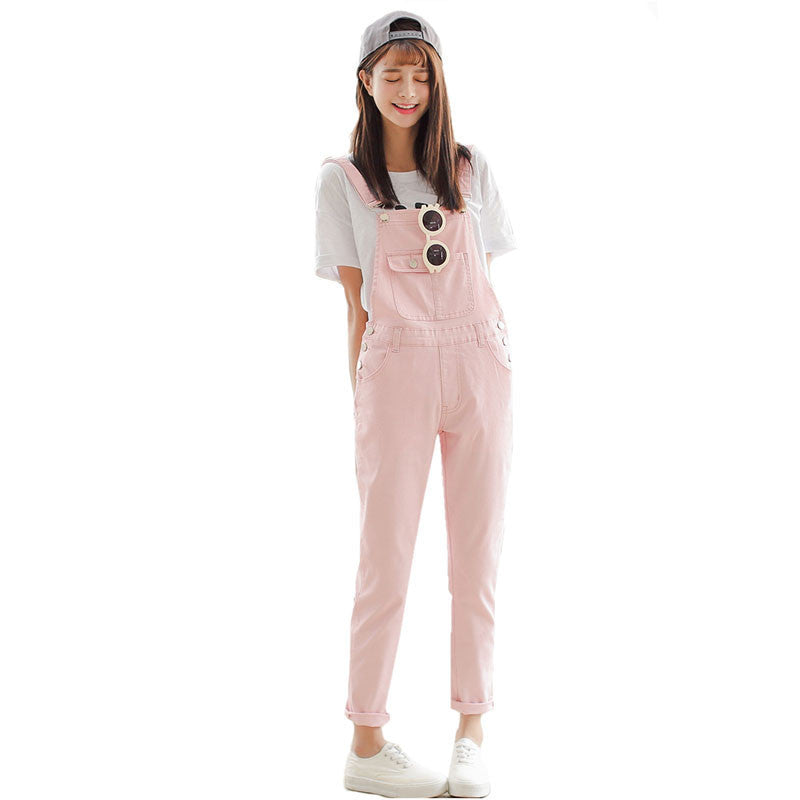 Online discount shop Australia - 4 Colors Denim Jumpsuit Korean Preppy Style Fashion Pocket Womens Jeans Jumpsuit Girls Casual Denim Overalls Skinny Women