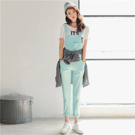 Online discount shop Australia - 4 Colors Denim Jumpsuit Korean Preppy Style Fashion Pocket Womens Jeans Jumpsuit Girls Casual Denim Overalls Skinny Women