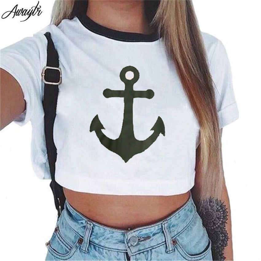 Online discount shop Australia - Brand t shirt short Funny Printed Letters Tumblr Tee Shirt  O Neck White Crop Top