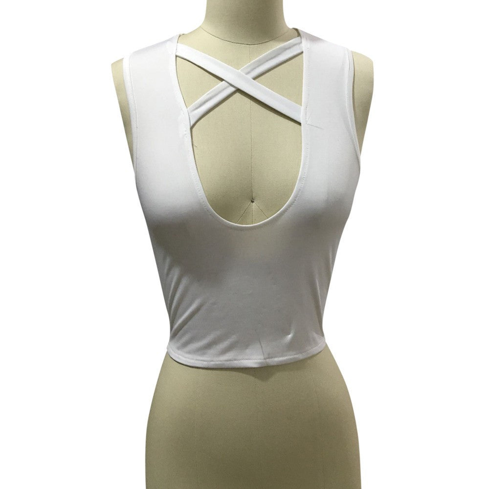 Online discount shop Australia - Fashion Sexy Tank Tops Women  Vest Bustier Bra Vest Crop Tops Shirt  Sleeveless Casual T-Shirt Female