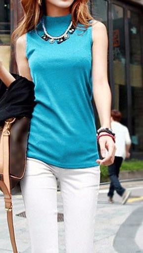 Online discount shop Australia - brand new arrive women fashion sleeveless  cotton turtleneck solid tops tees  women 10 colors